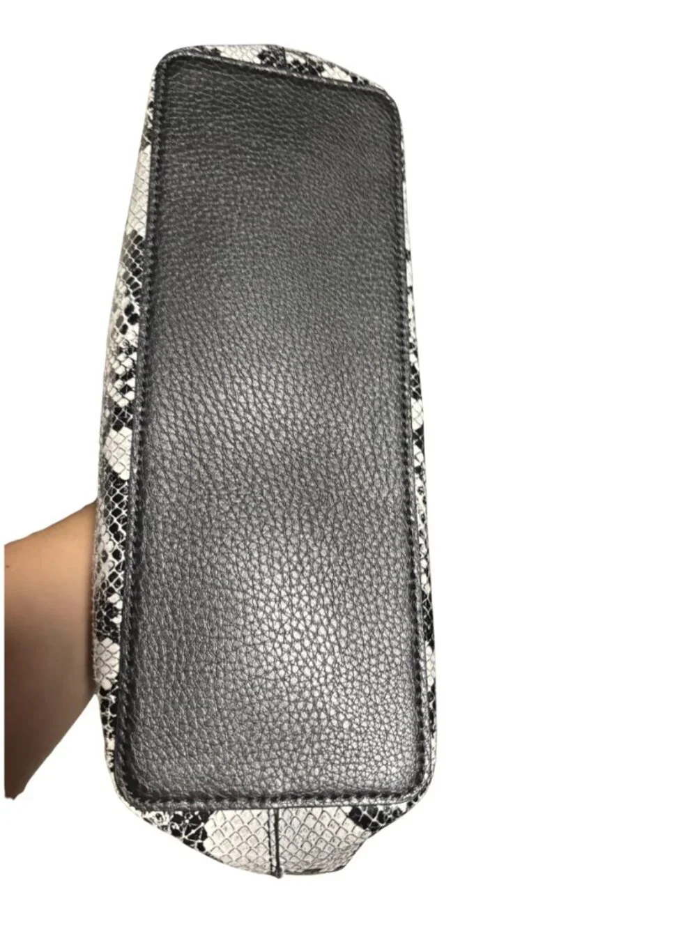 Anne Klein Snake Print Tote Bag Black White Python Embossed Mob Wife Chic